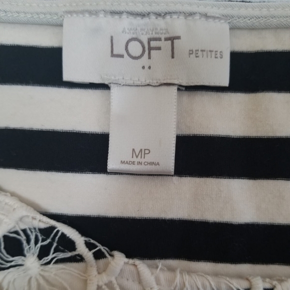 Ann Taylor LOFT B/W Lace Striped Fit n Flare Dress - Picture 4 of 4